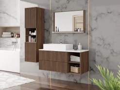 Badeværelsessæt Nauta I (Valnød + Hvid marmor)