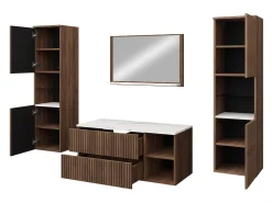 Badeværelsessæt Nauta II (Valnød + Hvid marmor)