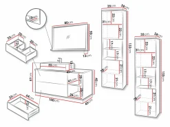 Badeværelsessæt Nauta II (Valnød + Hvid marmor)