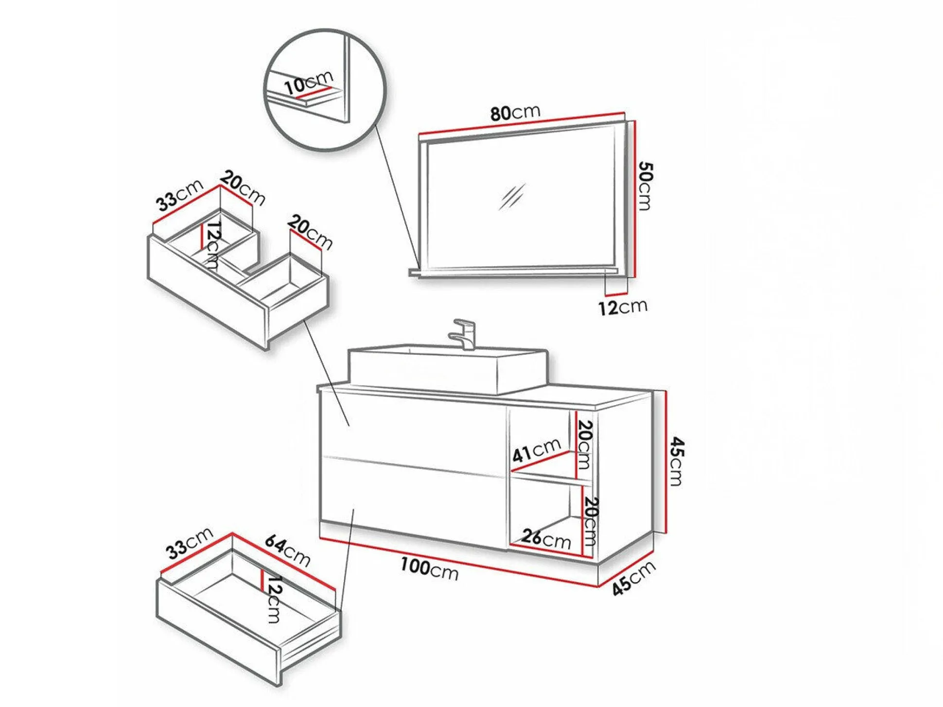Badeværelsessæt Nauta (Valnød + Hvid marmor)
