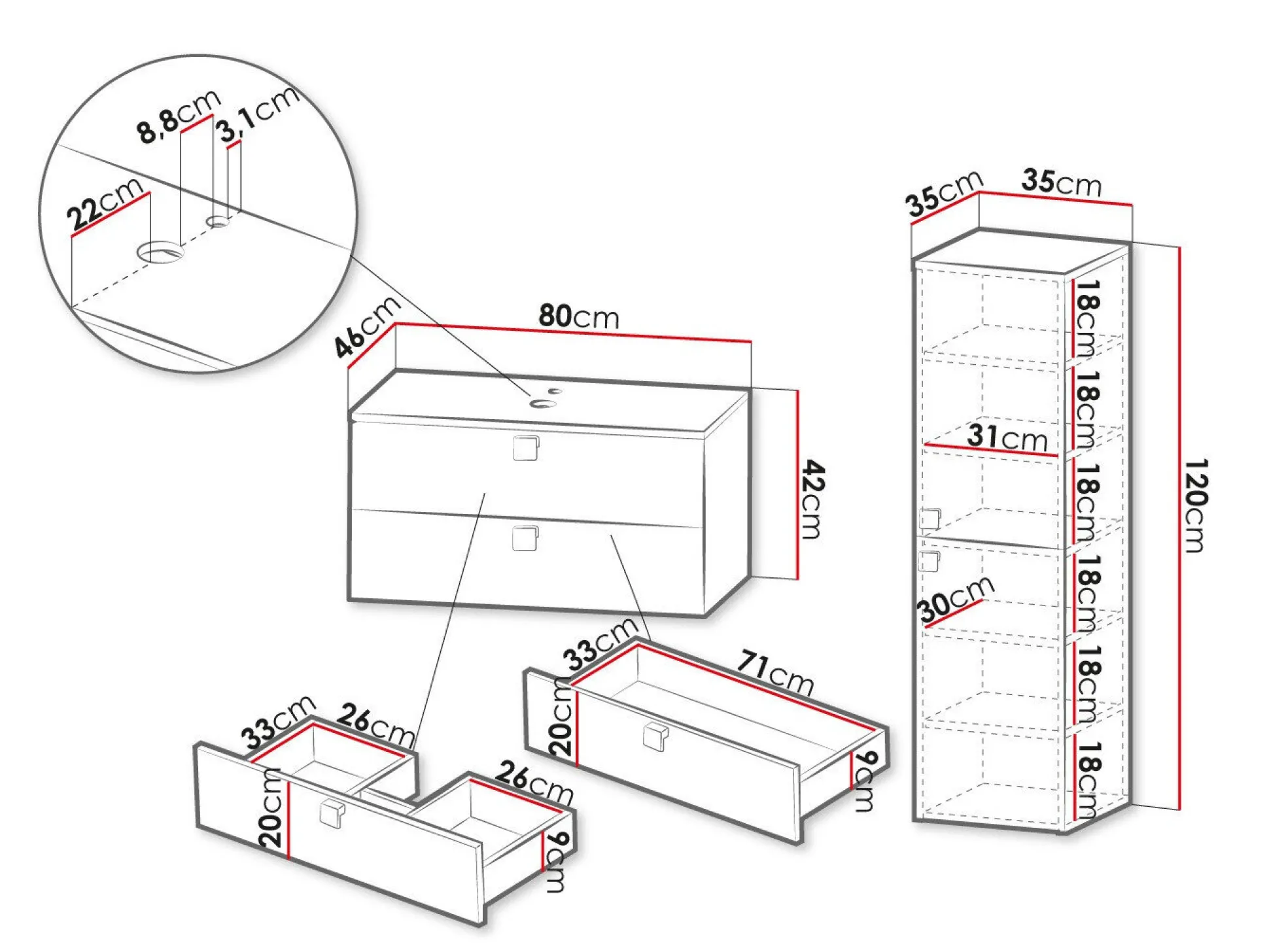 Badeværelsessæt Panium (Hvid)