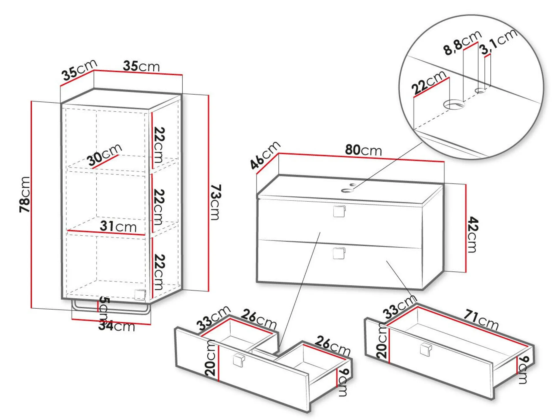 Badeværelsessæt Panium I (Hvid)