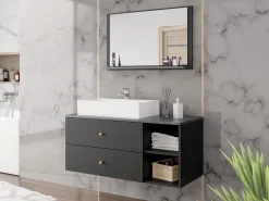 Badeværelsessæt Salus I (Sort + Sort marmor)