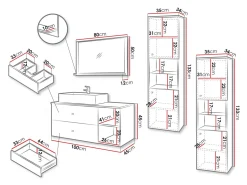 Badeværelsessæt Salus III (Valnød + Hvid marmor)