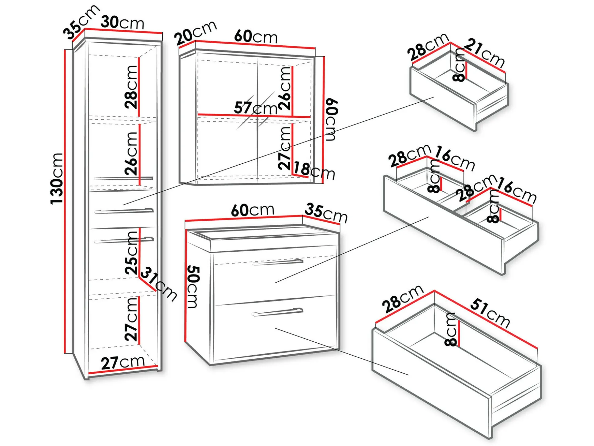 Badeværelsessæt Sarasota 173 (Grafit)