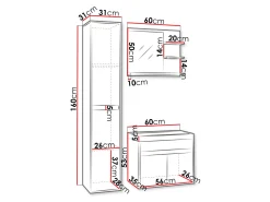 Badeværelsessæt Sarasota 168 (Matera grå + Kastanje)