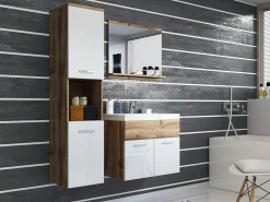 Badeværelsessæt Sarasota 122 (Wotan eg + Glansfuld hvid)