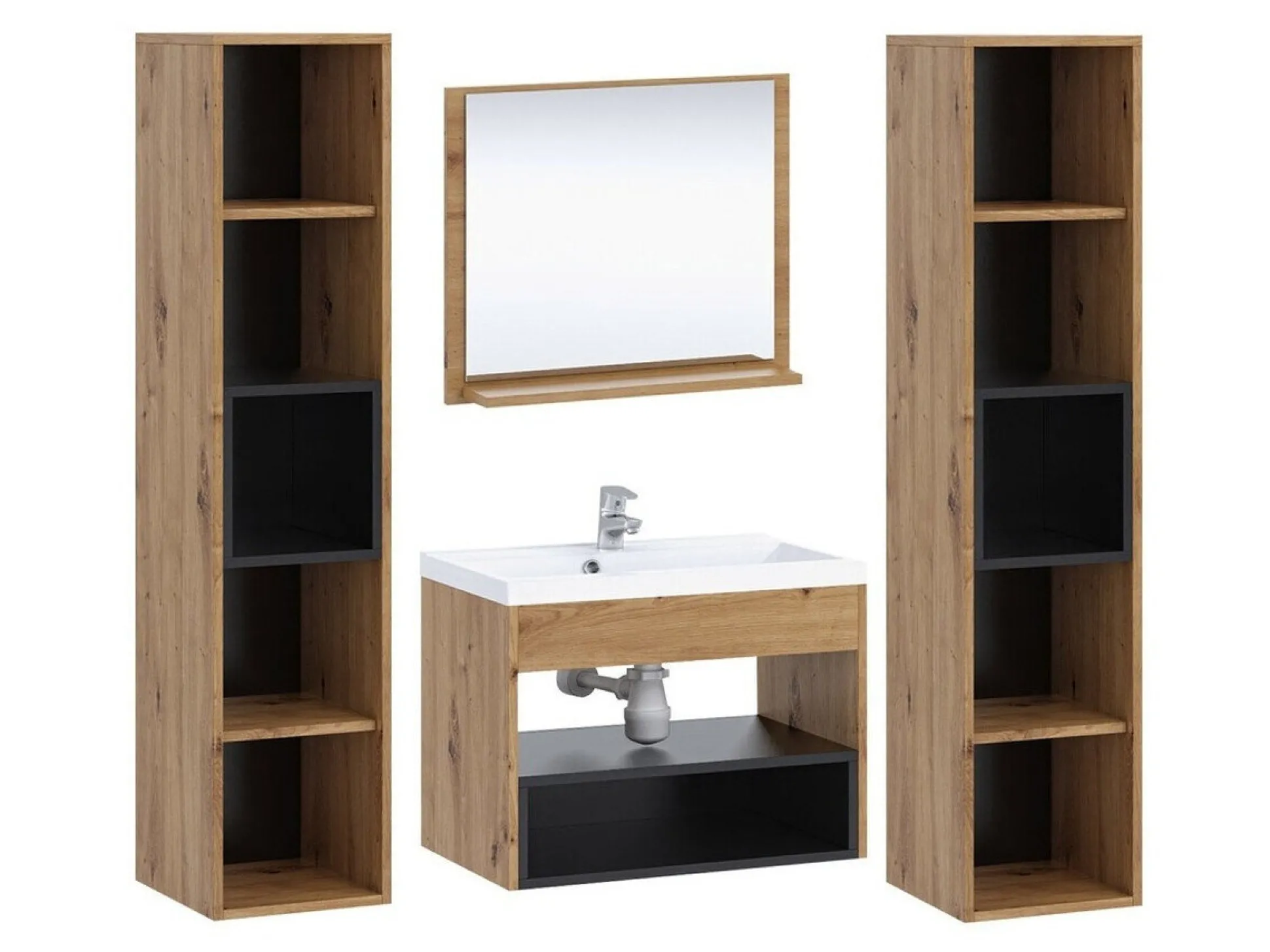 Badeværelsessæt Velum II (Hvid + Artisan eg)