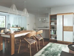 Bord Feldeli 119 (Riviera egetræ + Glansfuld hvid)