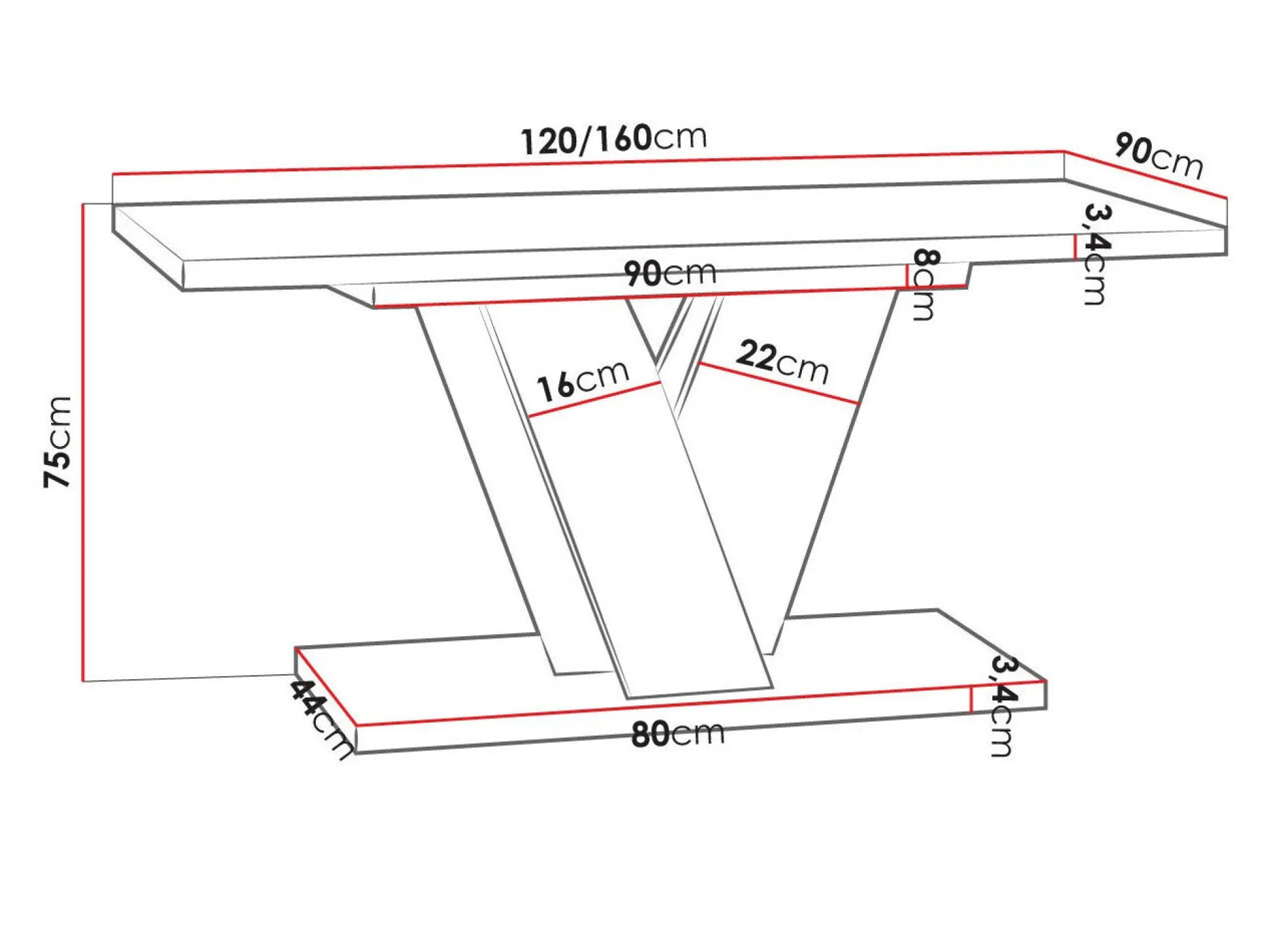 Bord Goodyear 125 (Artisan eg + Sort)