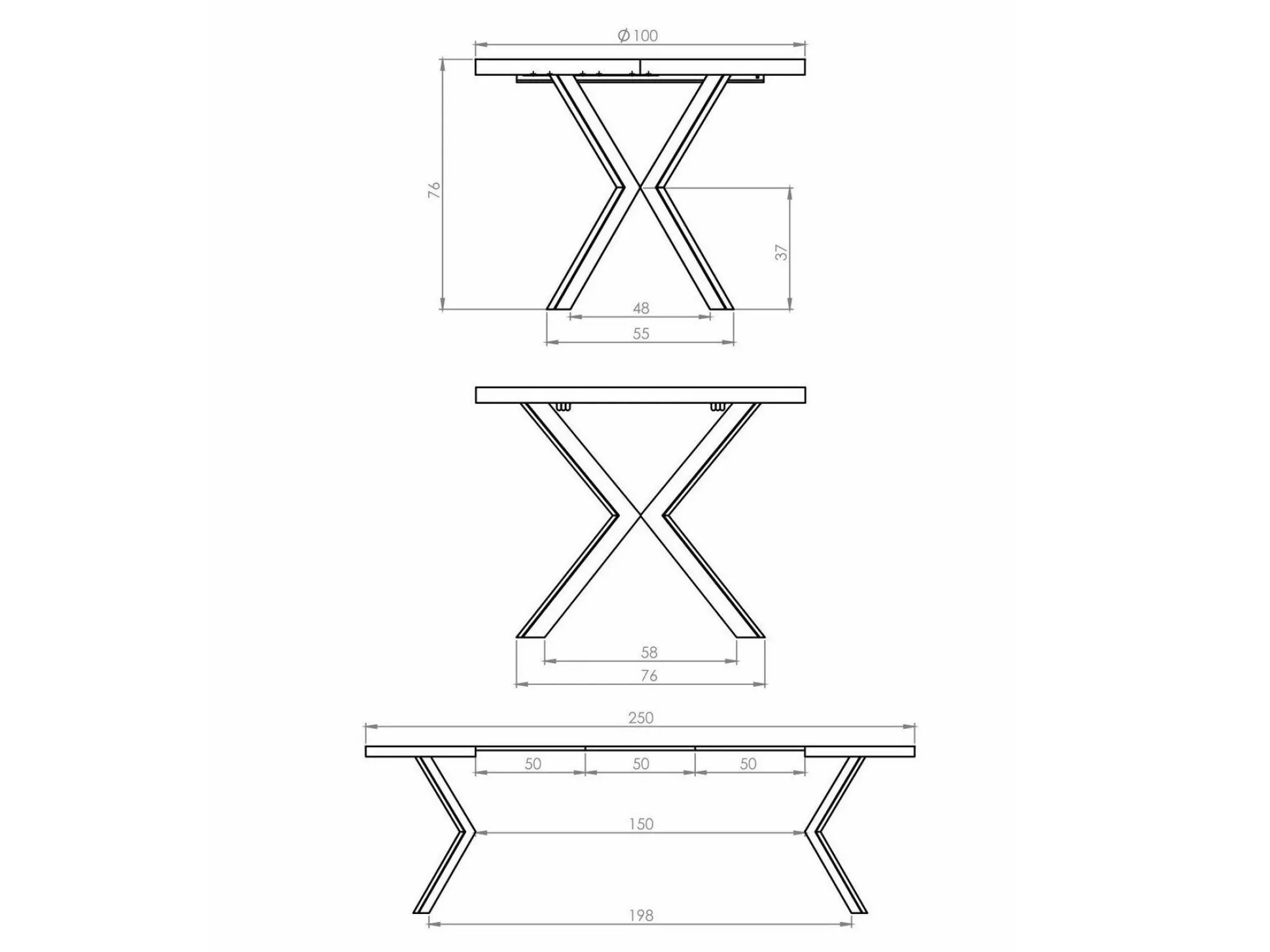 Bord Houston 1495 (Gylden eg + Sort)