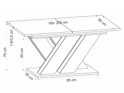 Bord Houston 2091 (Wotan eg + Sort)