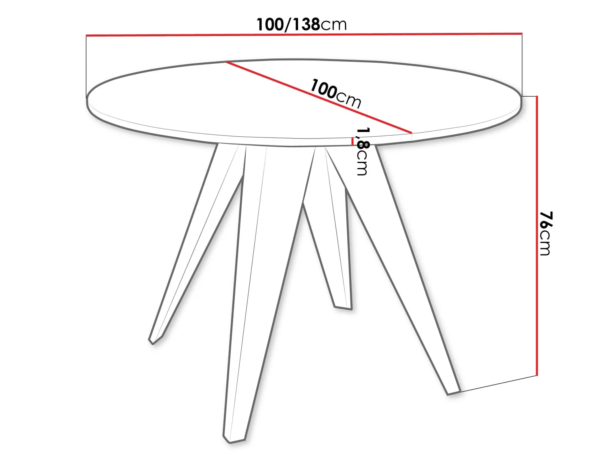 Bord Oswego 175 (Hvid)