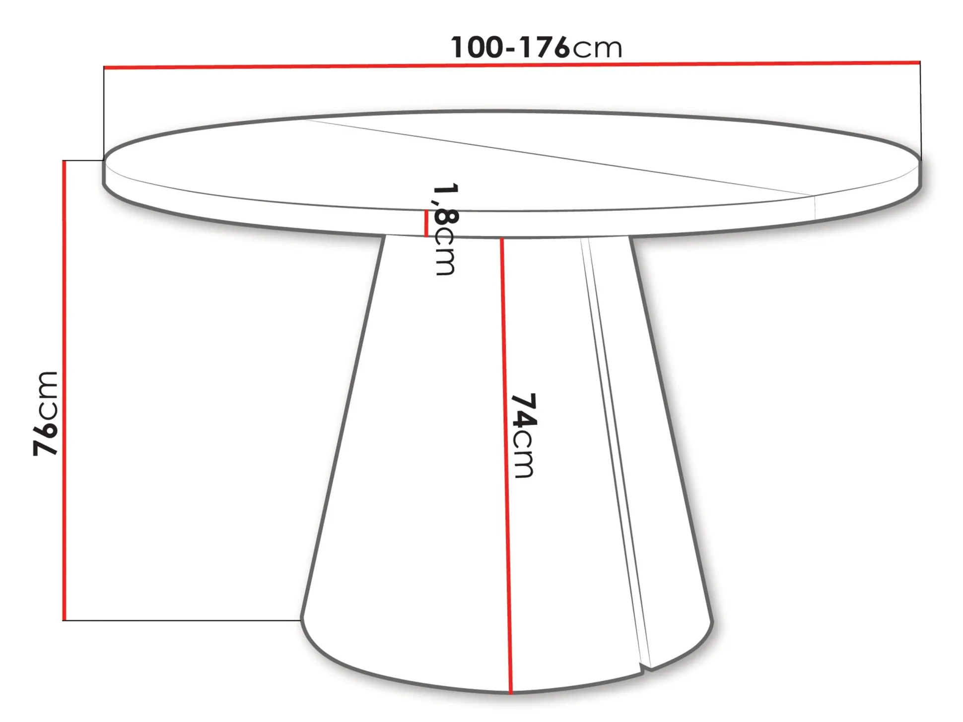 Bord Oswego 165 (Hvid)