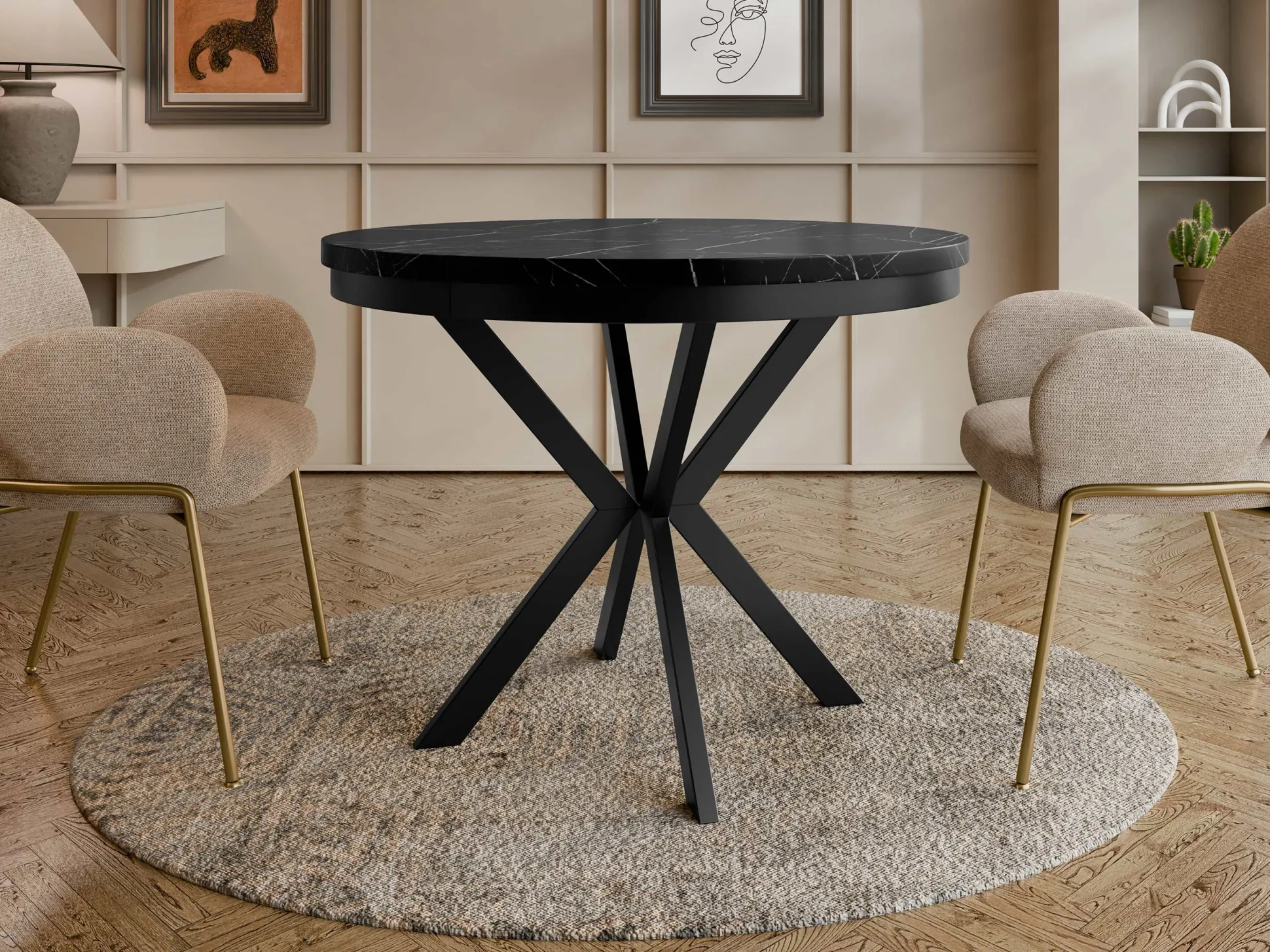 Bord Oswego 157 (Sort marmor)