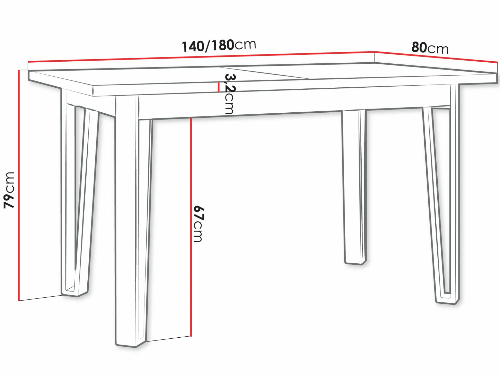 Bord Victorville 354 (Hvid + Sort)