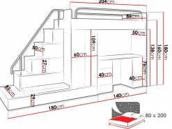 Børneværelsessæt Campus I (Hvid + Glansfuld hvid + Gloss grå)