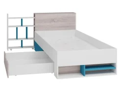 Børneværelsessæt Camteso 114 (Hvid + Egetræ + Turkis)