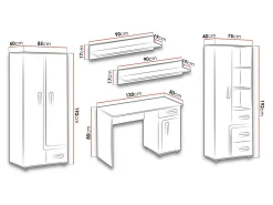 Børneværelsessæt Levtala 116 (Antracit + Hvid + Lyserød)