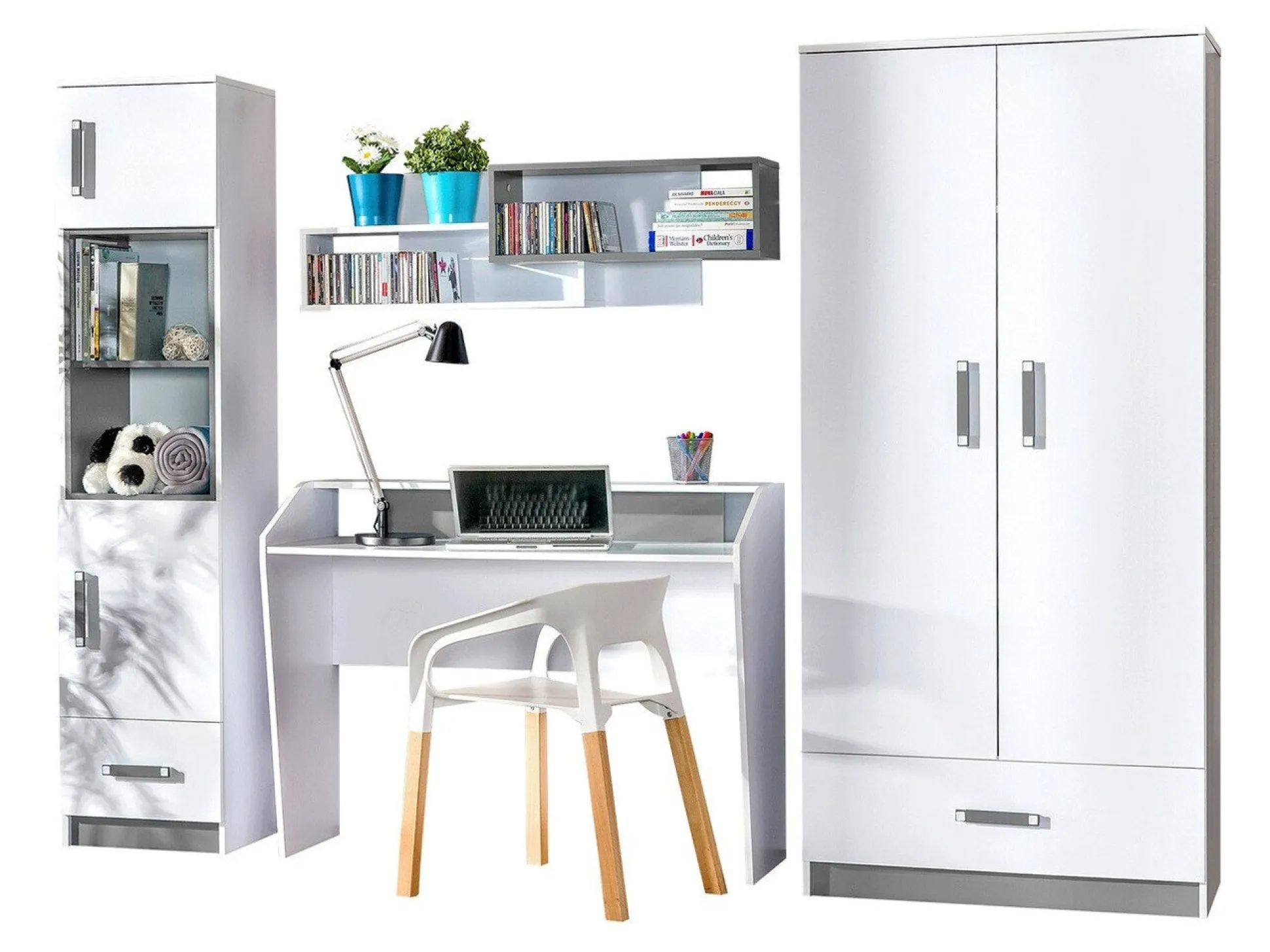 Børneværelsessæt Lorlare 100 (Hvid + Grå)