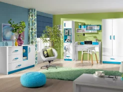 Børneværelsessæt Sorviru 107 (Hvid + Turkis)