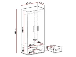 Garderobeskab Aviseve 106 (Antracit + Hvid)
