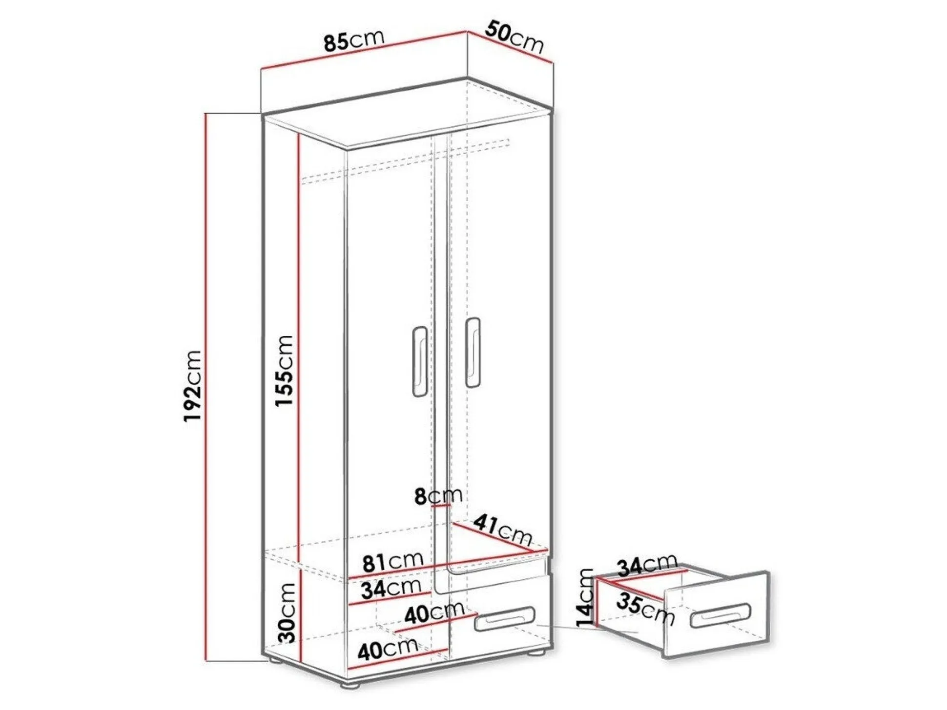 Garderobeskab Aviseve 106 (Antracit + Hvid)