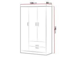 Garderobeskab Balvire 104 (Lys eg + Hvid + Lyserød)
