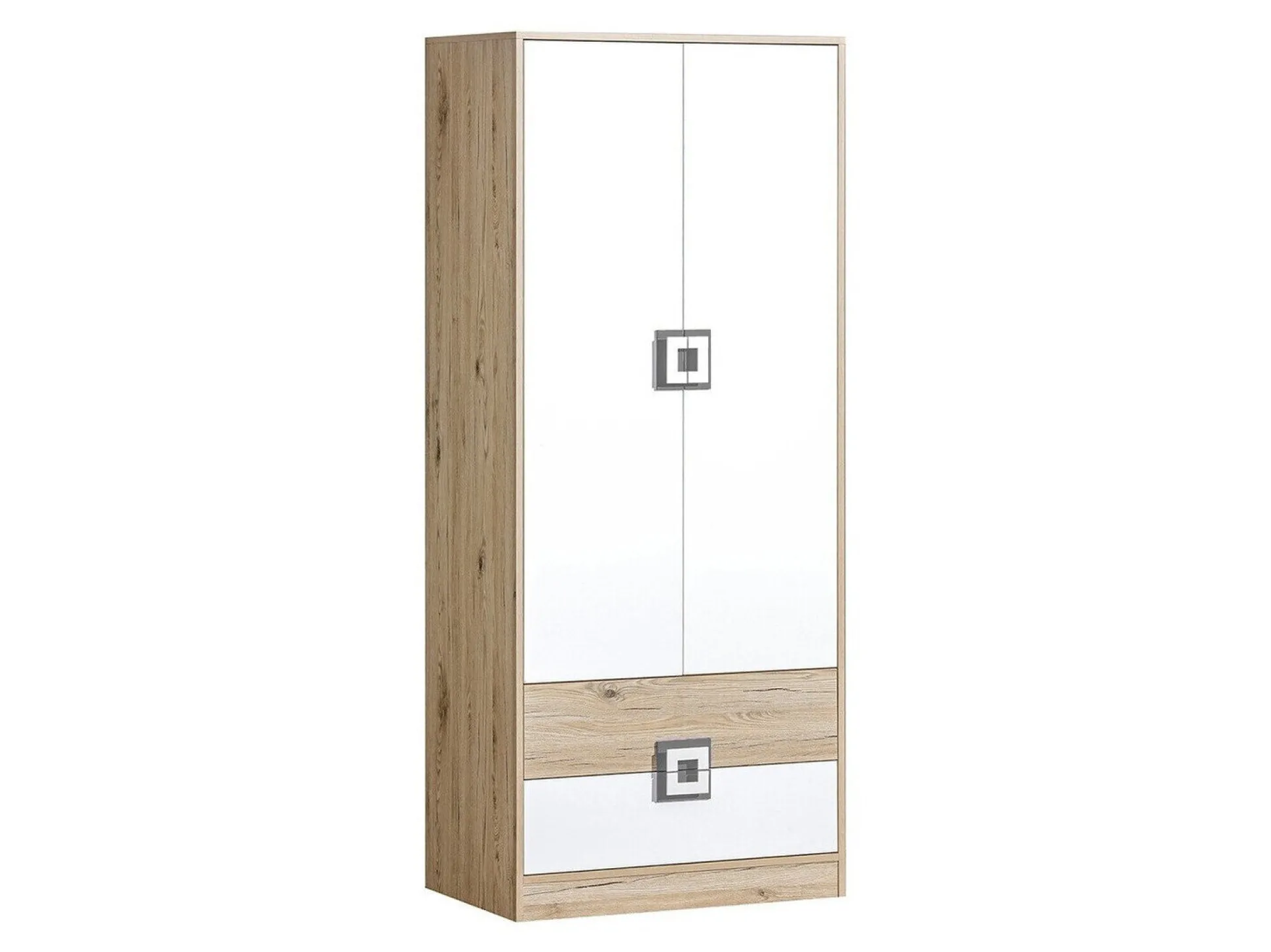 Garderobeskab Balvire 102 (Lys eg + Hvid + Grå)