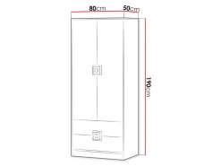 Garderobeskab Balvire 102 (Lys eg + Hvid + Grå)