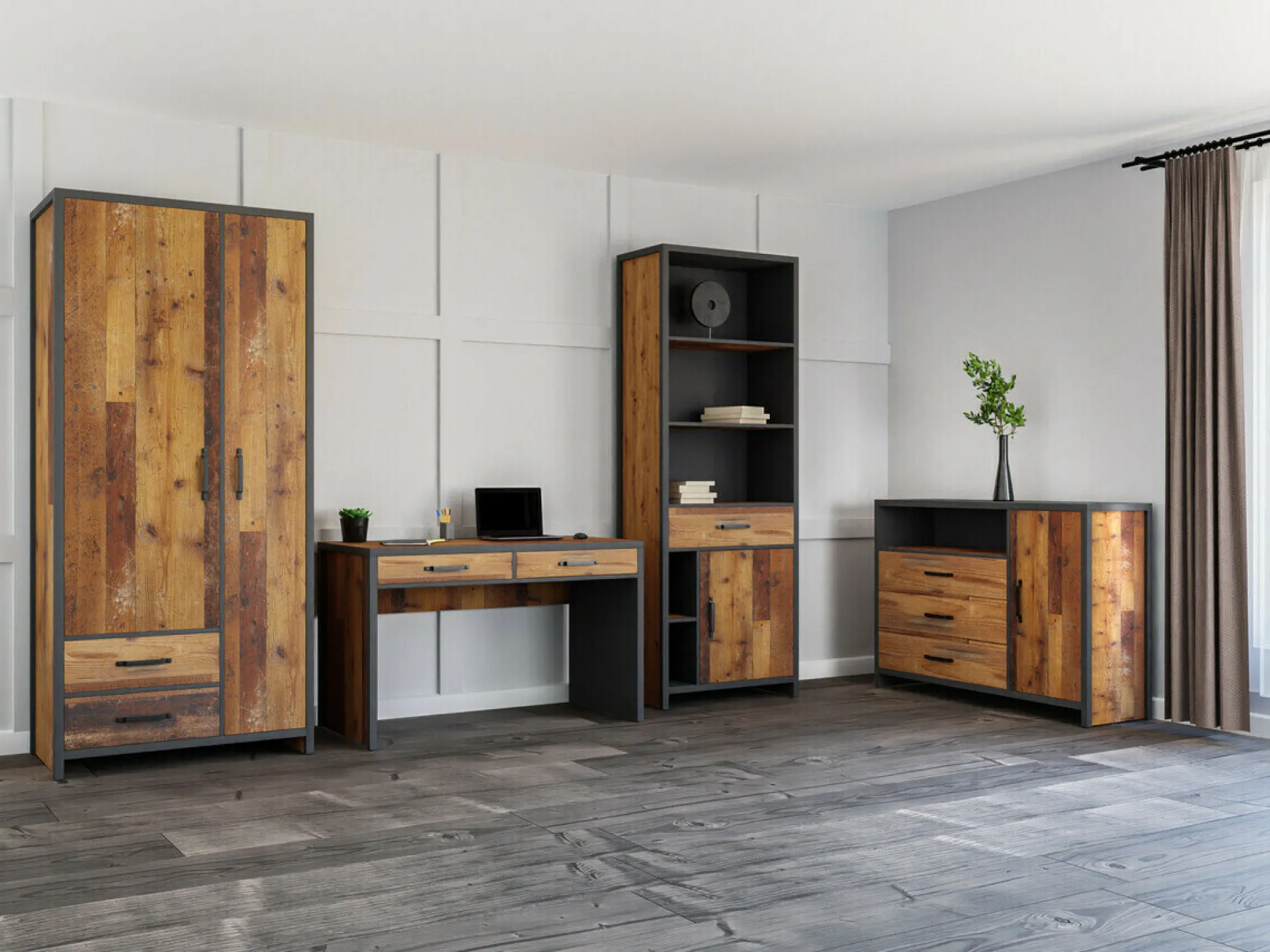 Garderobeskab Belsera 110 (Brun + Matera grå)