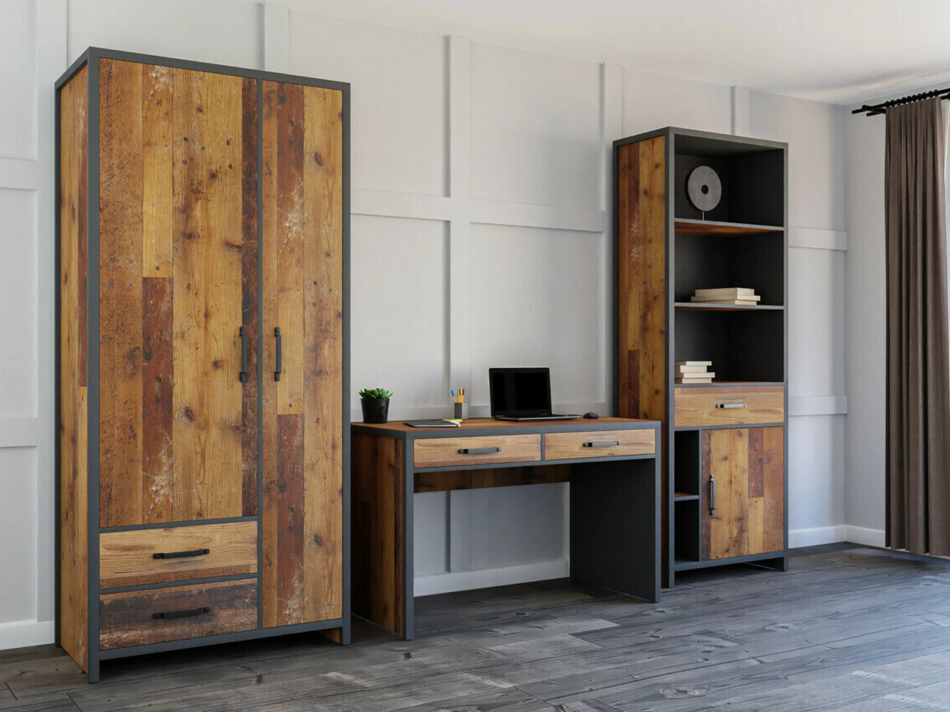 Garderobeskab Belsera 110 (Brun + Matera grå)