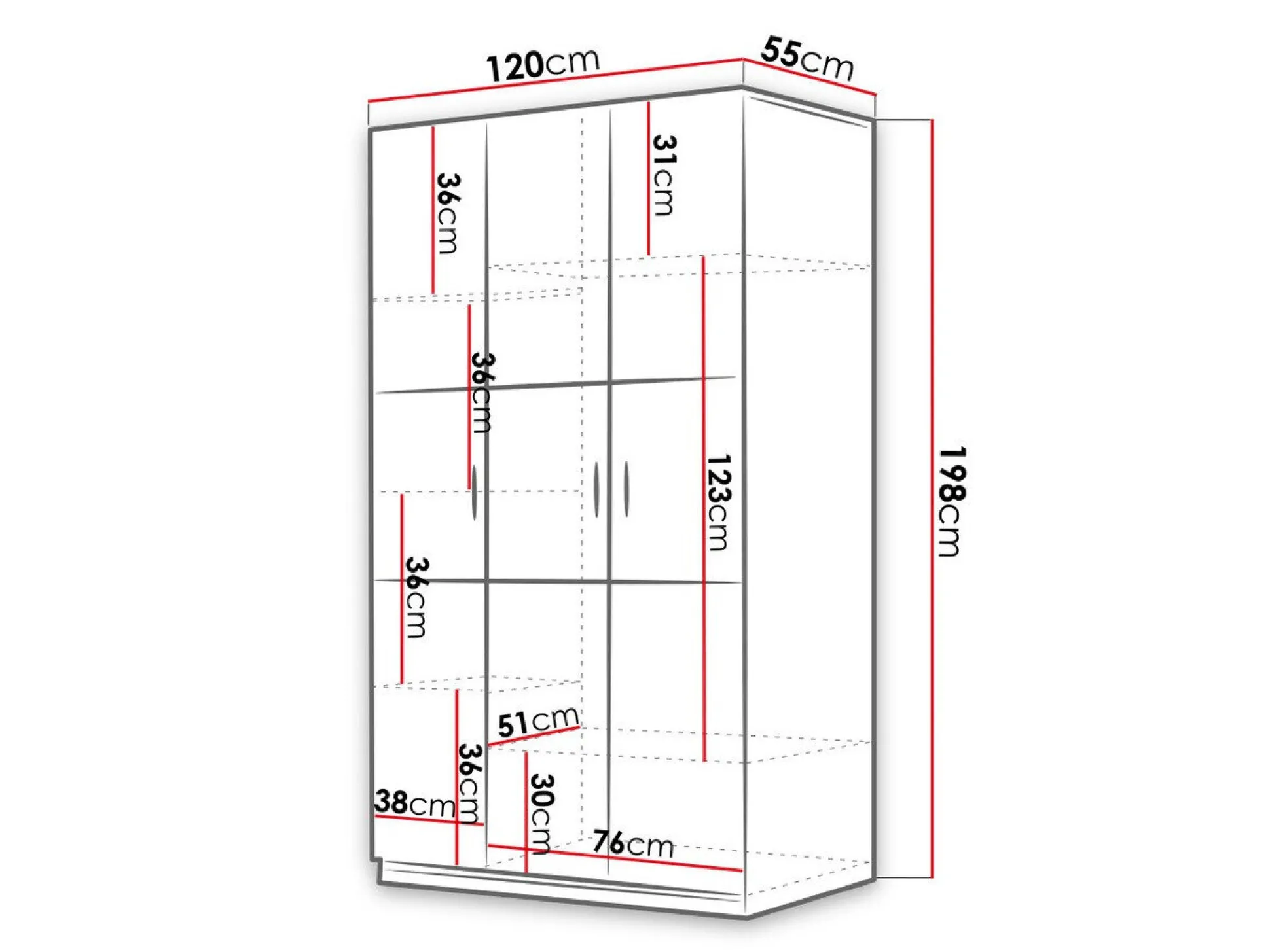 Garderobeskab Campus I (Hvid + Glansfuld hvid)