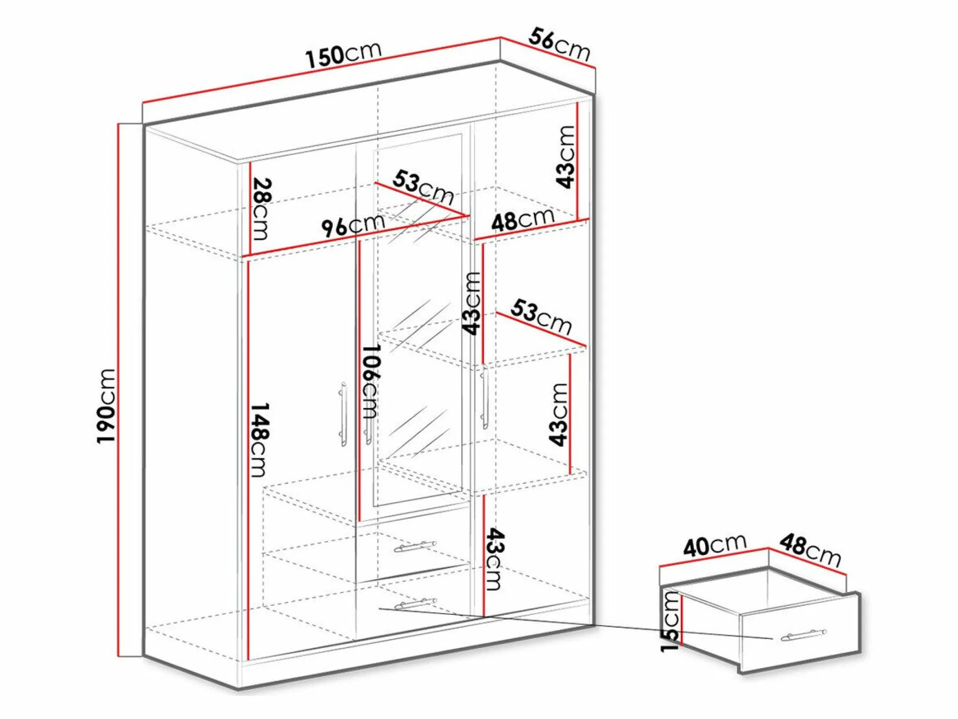 Garderobeskab Cavmero 103 (Sonoma eg + Hvid)
