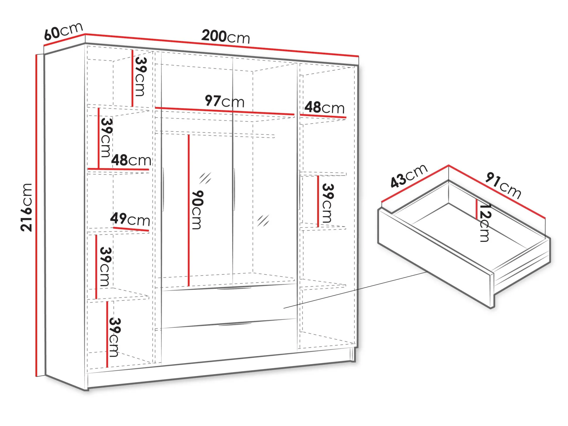 Garderobeskab Closico Cadron II (Kashmir)