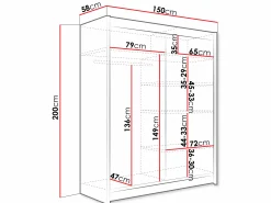 Garderobeskab Closico Camera XIII (Hvid + Sort)