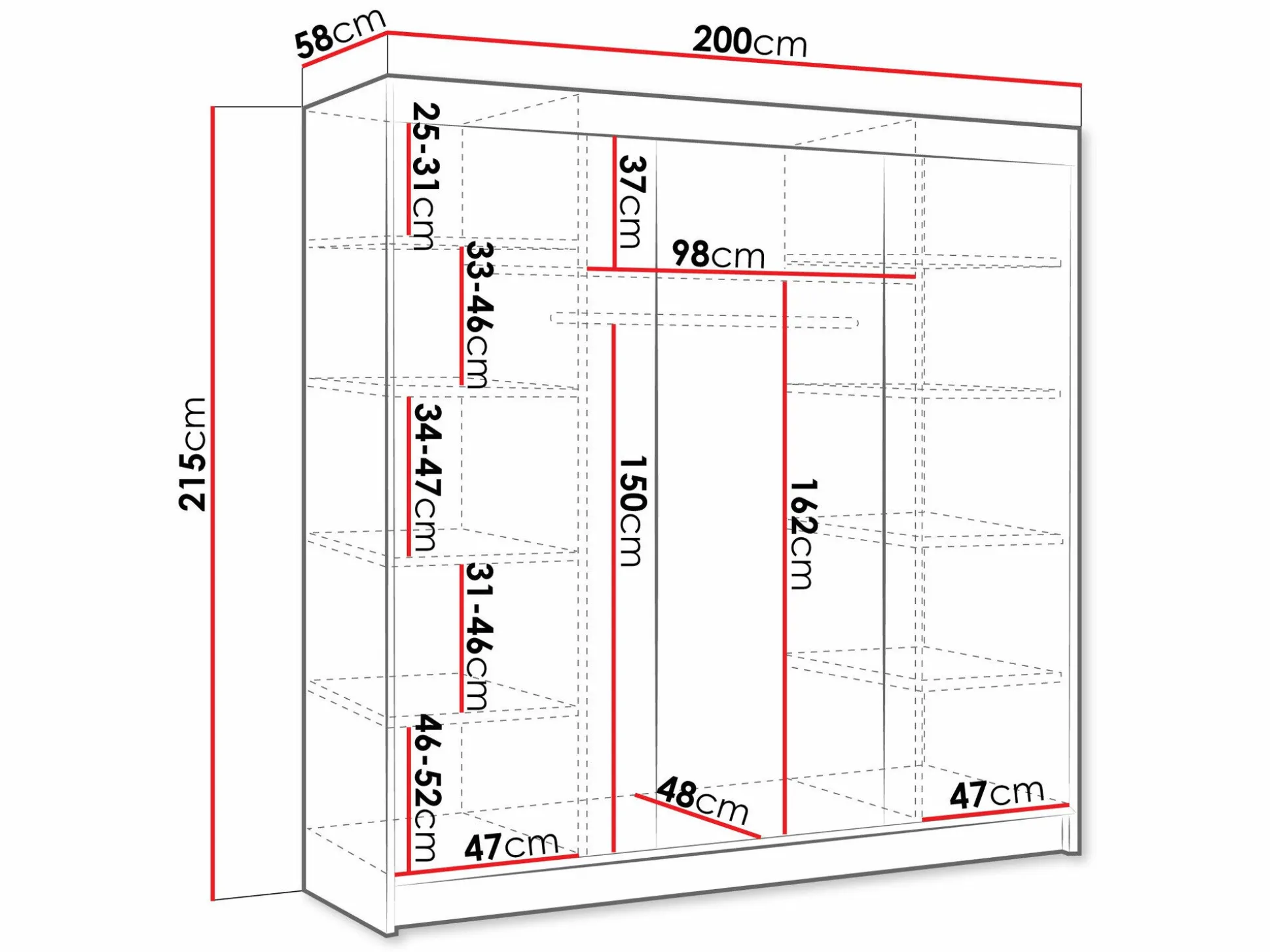 Garderobeskab Closico Durion III (Sort)