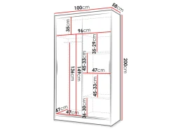 Garderobeskab Closico Fractor V (Sort + Artisan eg)
