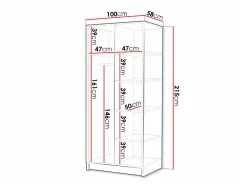 Garderobeskab Closico Staton II (Hvid + Sort)