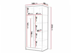Garderobeskab Closico Staton III (Hvid + Sort)