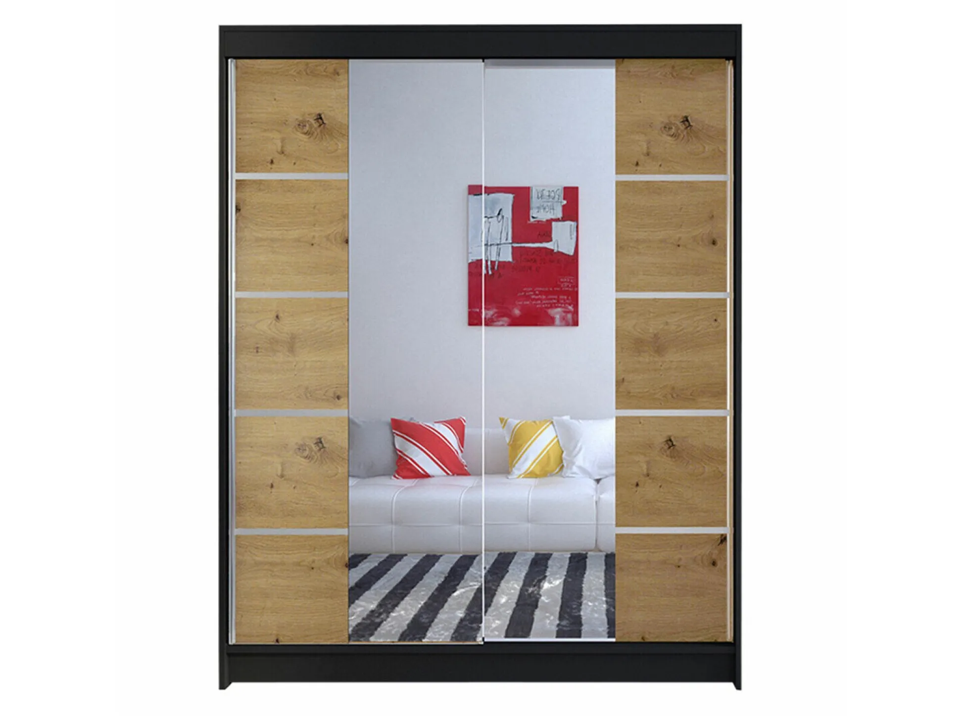 Garderobeskab Closico Vastor V (Sort + Artisan eg)