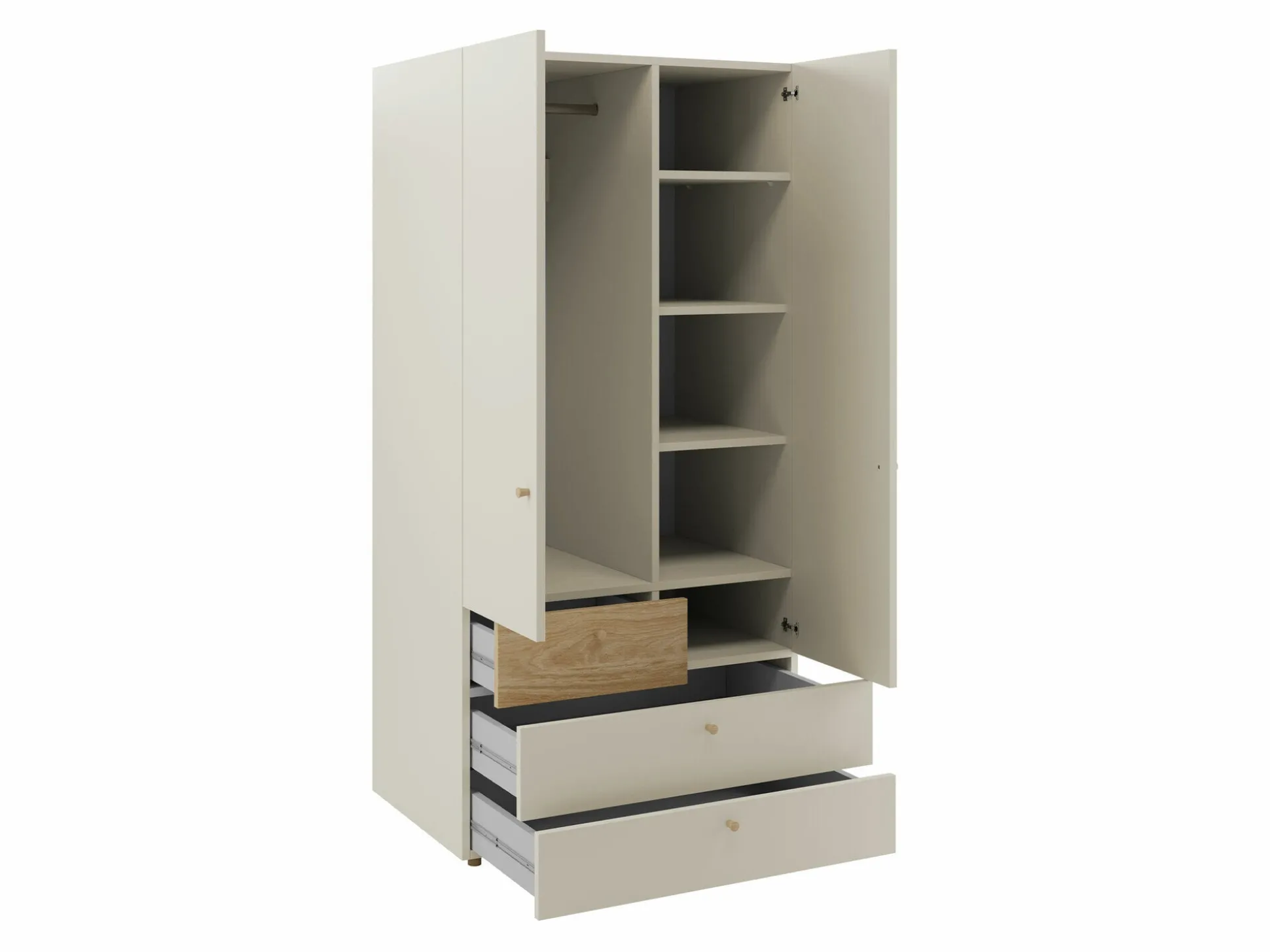 Garderobeskab Domcali 101 (Grå + Egetræ)