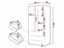 Garderobeskab Domcali 101 (Grå + Egetræ)