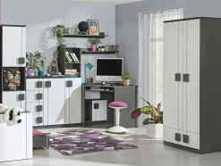 Garderobeskab Elmenou 100 (Hvid + Antracit)