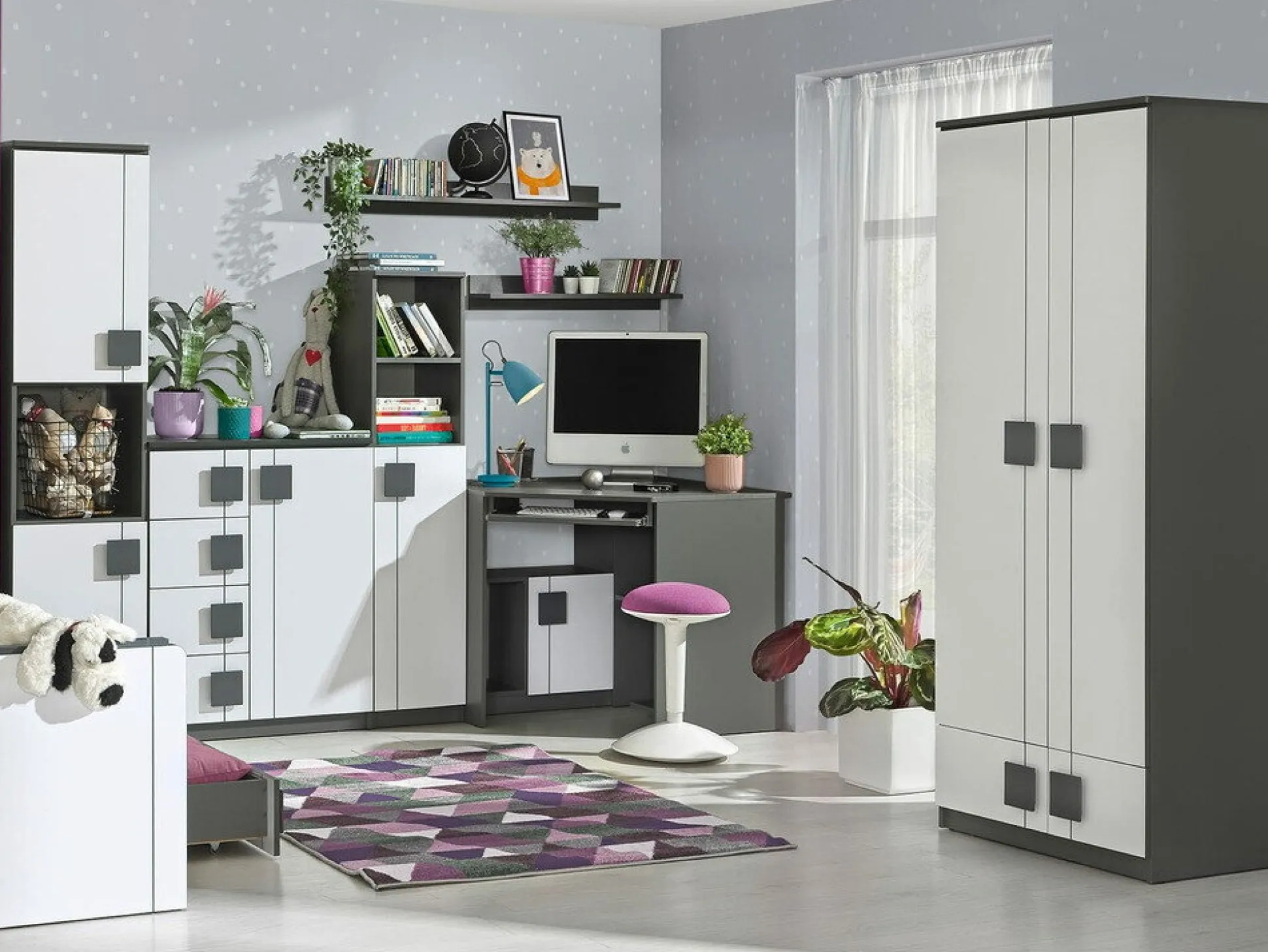 Garderobeskab Elmenou 100 (Hvid + Antracit)