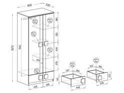 Garderobeskab Elmenou 100 (Hvid + Antracit)
