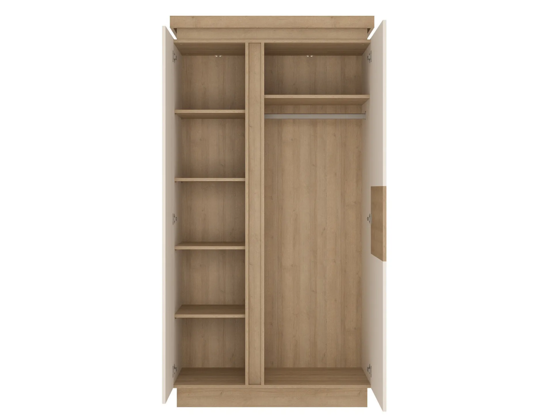 Garderobeskab Feldeli 106 (Riviera egetræ + Glansfuld hvid)