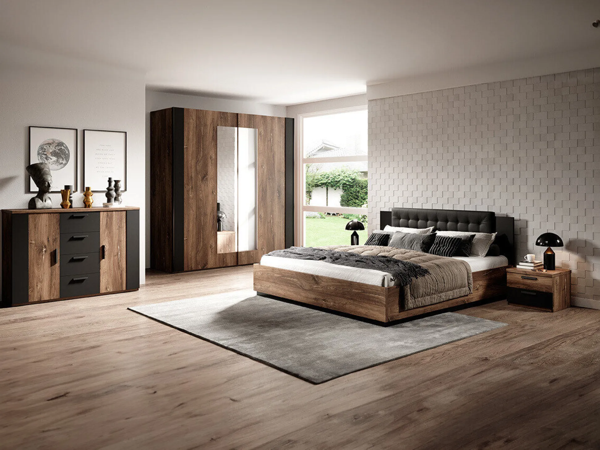 Garderobeskab Felelie 100 (Mørk flagstaf eg + Kobber)