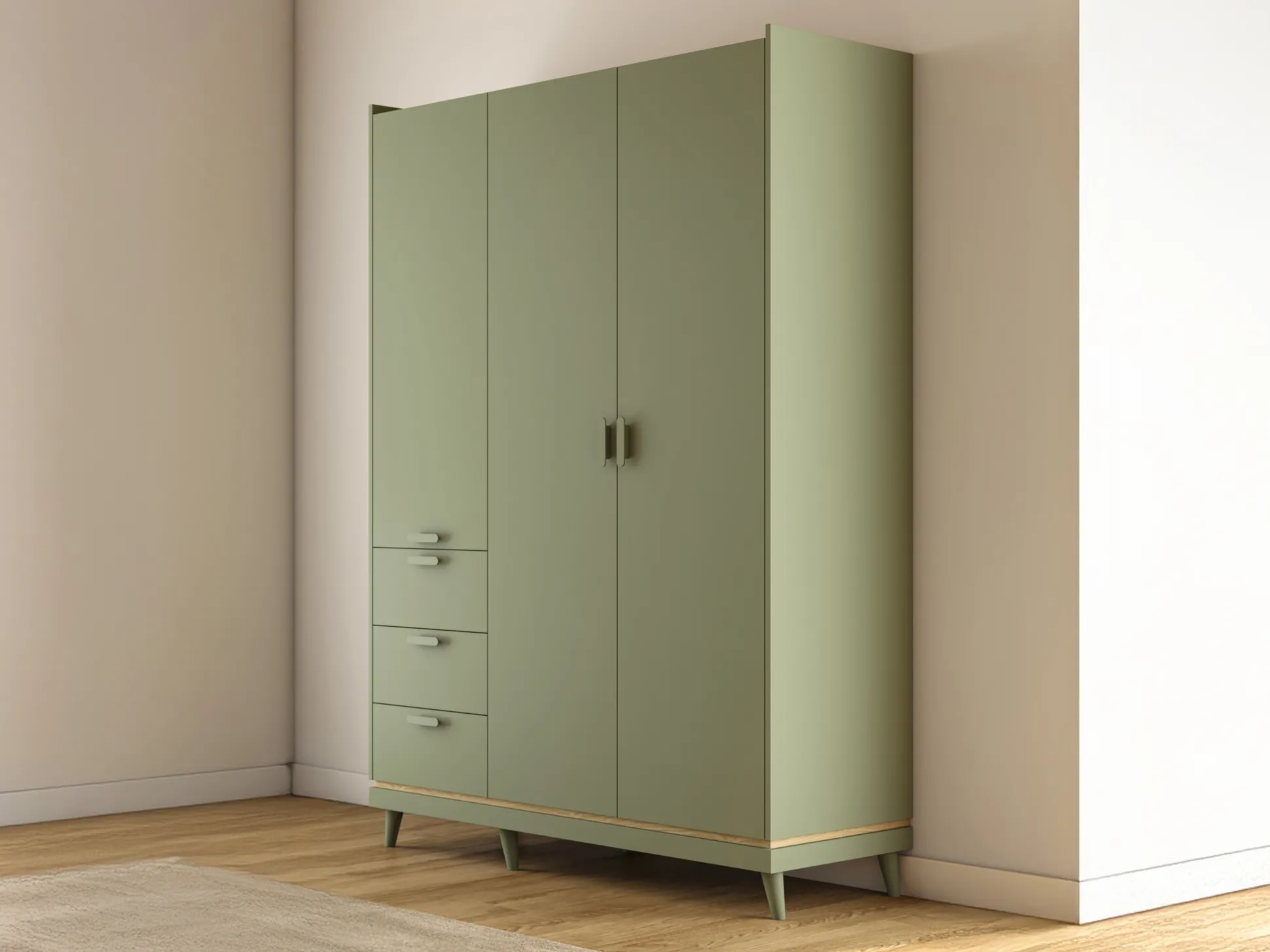 Garderobeskab Fertalu 100 (Grøn + Egetræ)