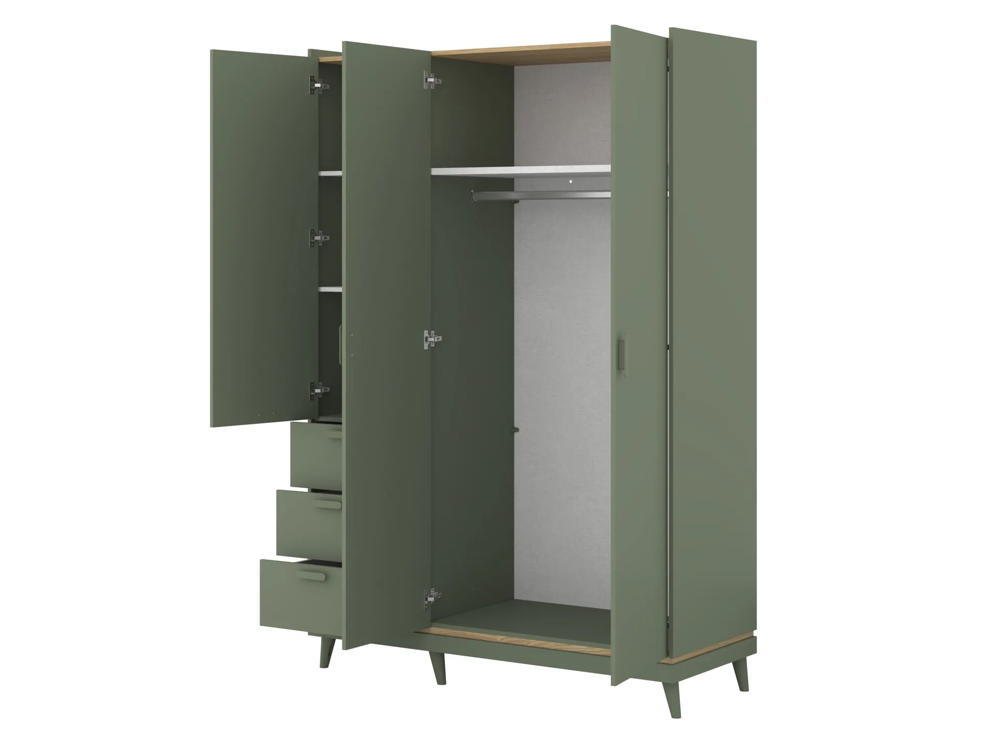 Garderobeskab Fertalu 100 (Grøn + Egetræ)